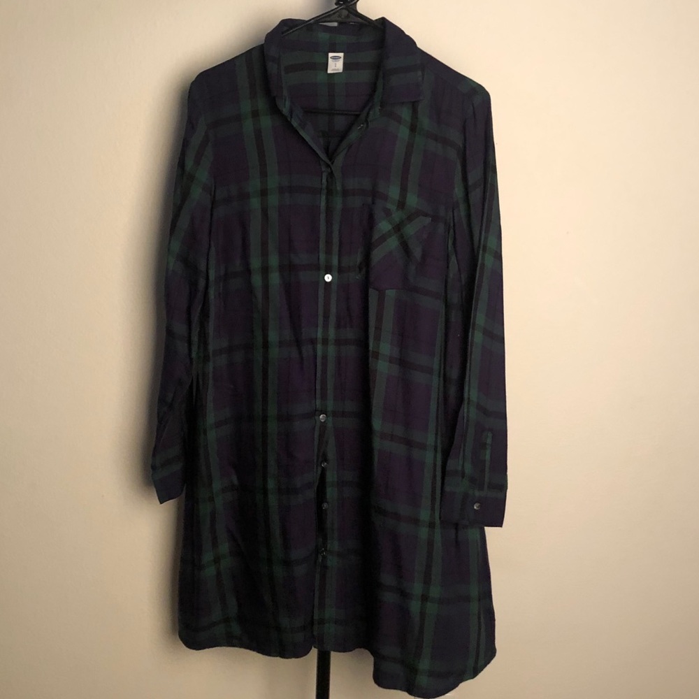 Plaid Button Down Shirt Dress